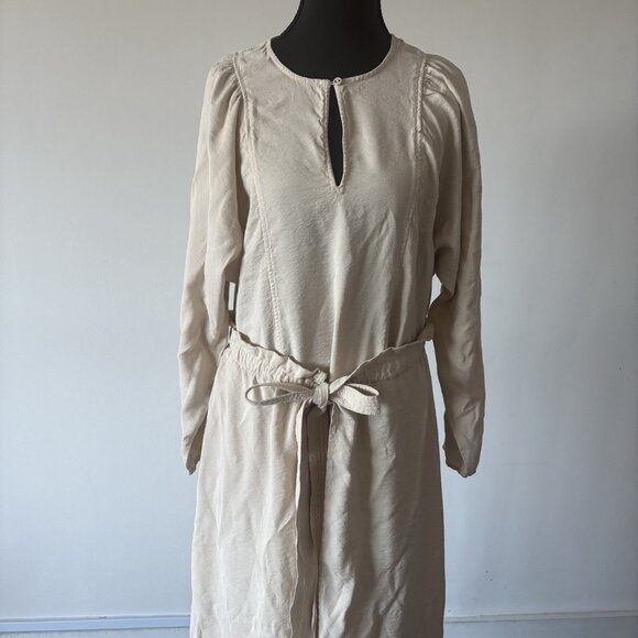 Madewell Tie-Front Paperbag Midi Dress Faux Wrap Peasant Boho Sz Medium - Picture 3 of 16